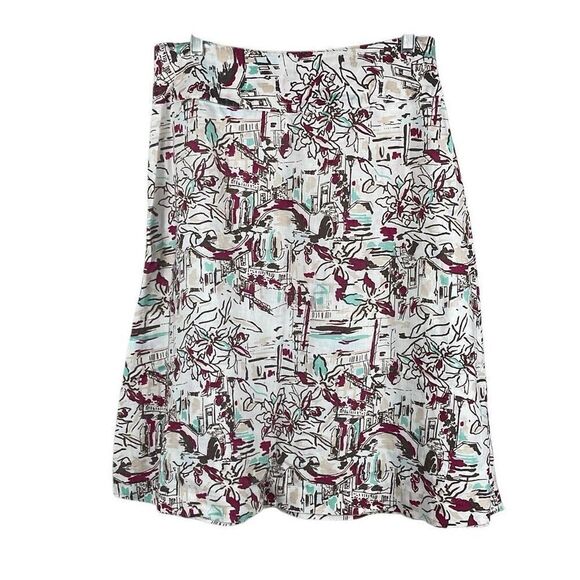 100% LINEN Printed Midi Skirt 4 - Picture 3 of 13